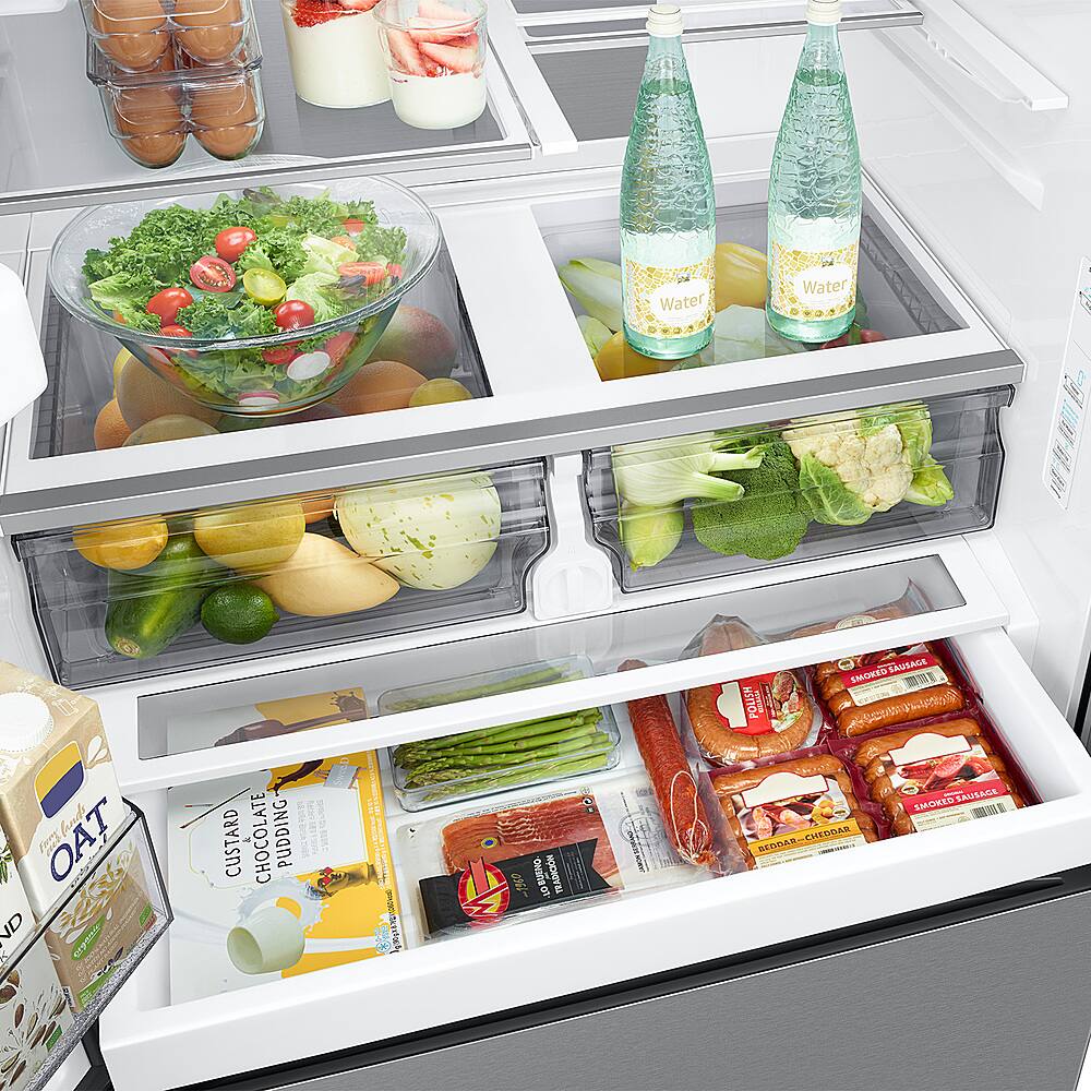 Alt View 16. Samsung - Open Box 31 cu. ft. 3-Door French Door Smart Refrigerator with Four Types of Ice - Stainless Steel.