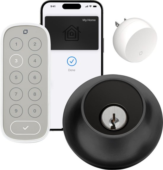 Front Zoom. Level - Lock+ Connect with Keypad Smart Lock Bluetooth/Wi-Fi Replacement Deadbolt with App / Keypad / Key Access - Matte Black.