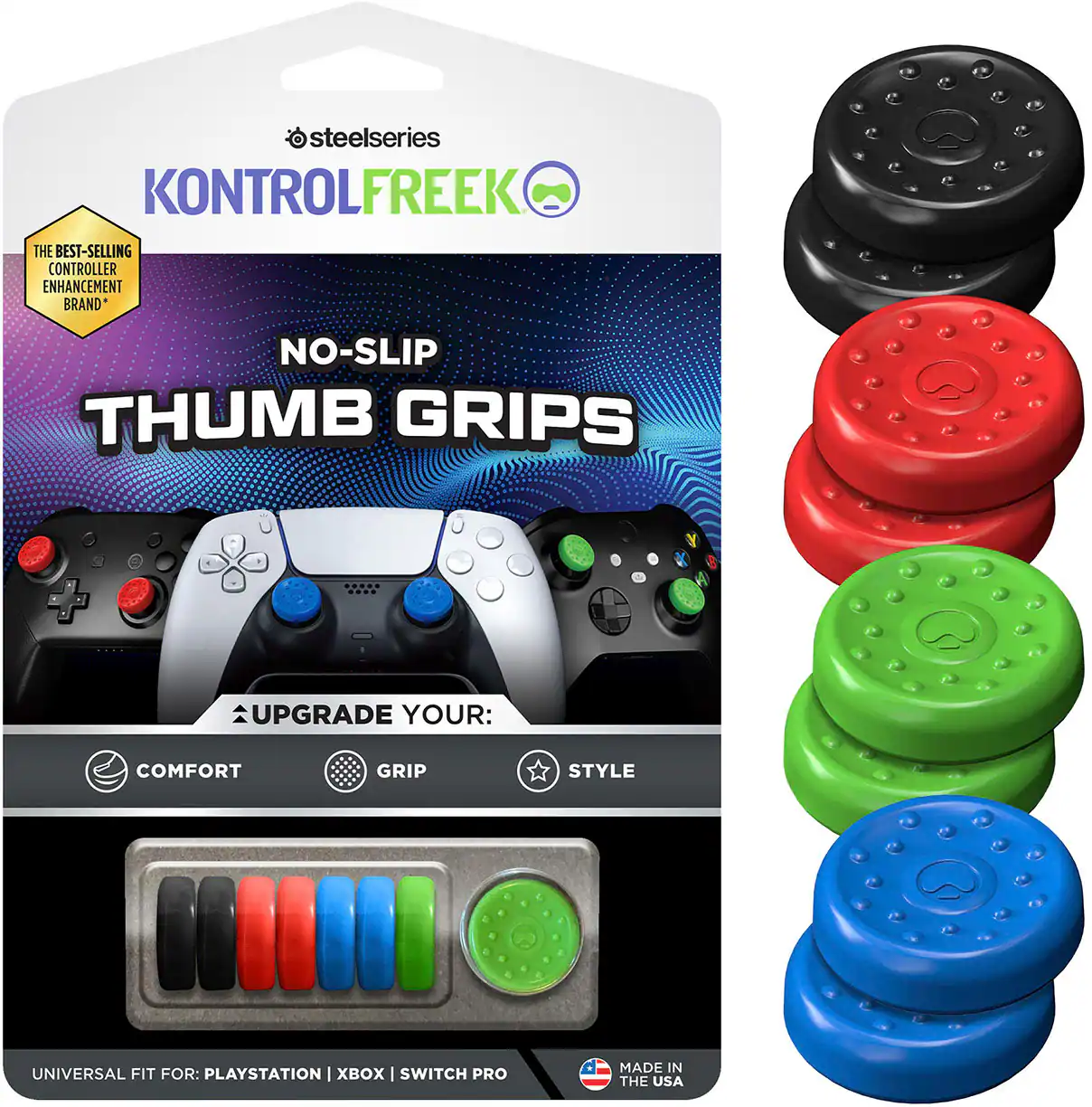 steelseries KONTROLFREEK THE BEST-SELLING CONTROLLER ENHANCEMENT BRAND* NO-SLIP THUMB GRIPS - UPGRADE YOUR: COMFORT GRIP STYLE UNIVERSAL FIT FOR: PLAYSTATION I XBOX | SWITCH PRO MADE IN THE USA