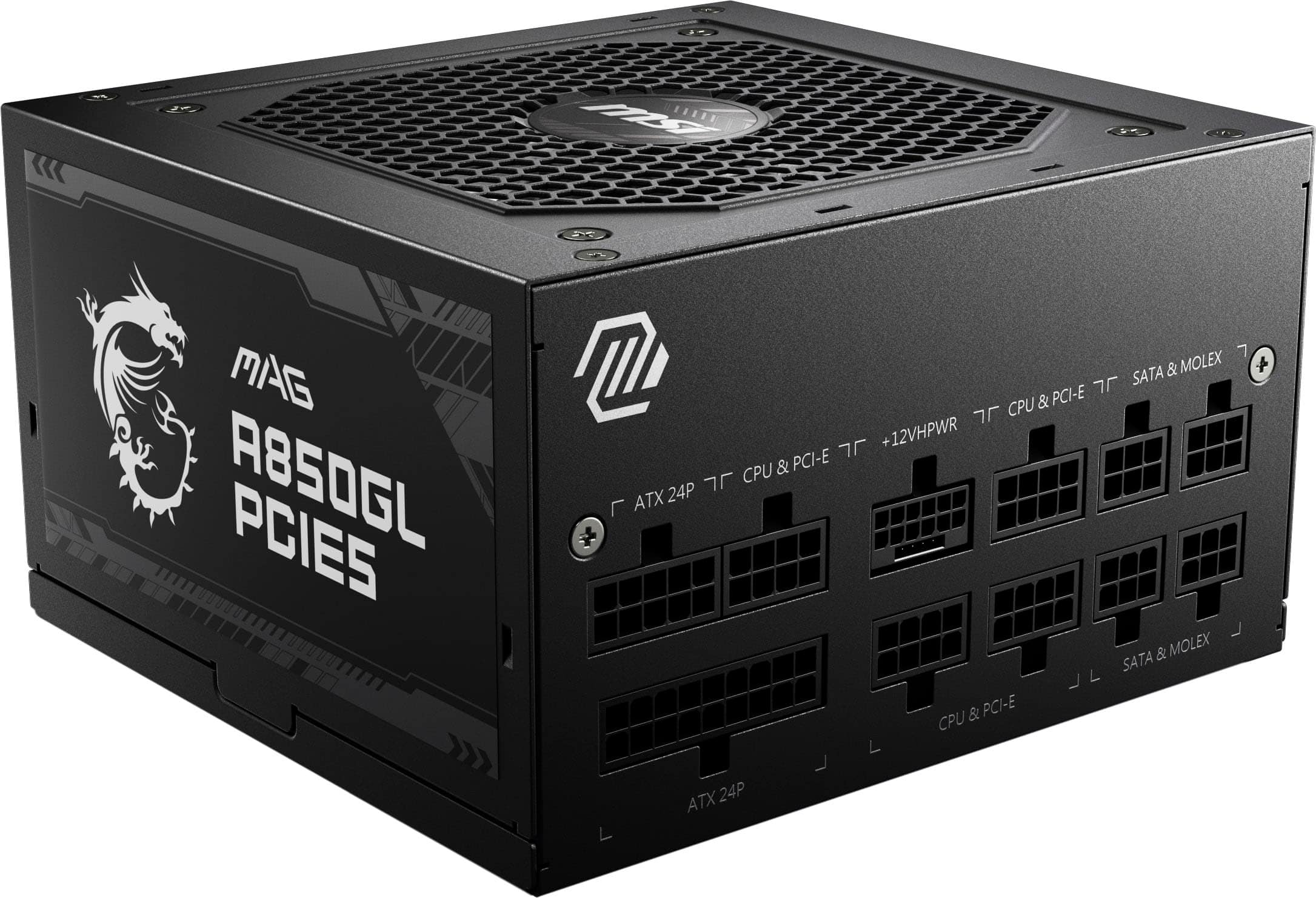 Alt View 11. MSI - A850GL PCIE 5 850W ATX 3.0 Full Modular 80 Plus Gold Gaming Power Supply - Black.