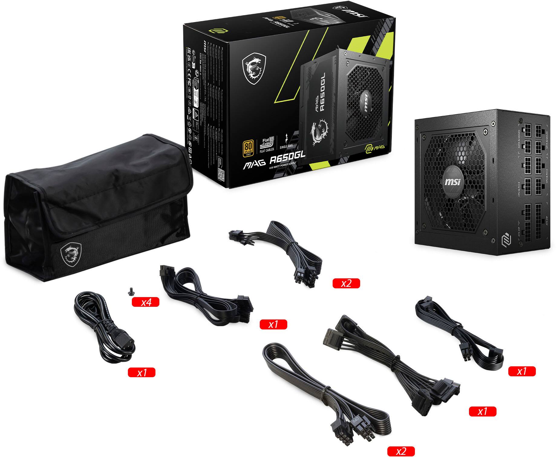 Alt View 15. MSI - A65GL 650W Full Modular 80 Plus Gold Power Supply - Black.