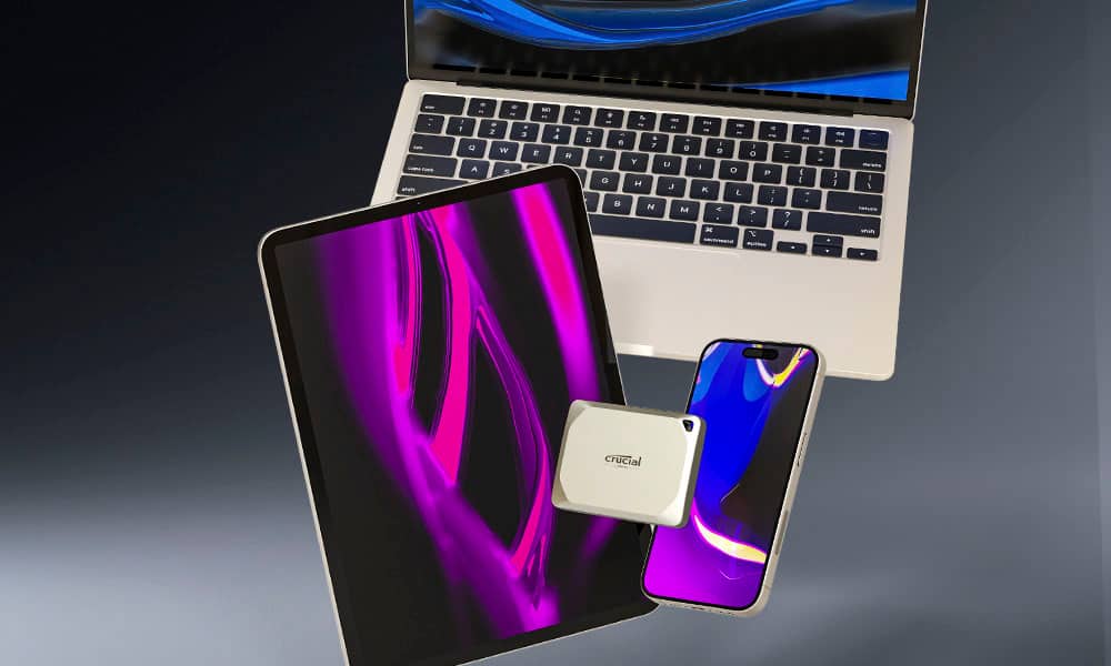 Crucial by Micron Crucial PRO Series Portable SSD X9 960GB for Mac (Later versions of macOS) or 10.13 rating or later with compatible Macs. Fast plug-and-play storage designed for Mac. Adobe Creative Cloud All Apps plan included. Password protection. One month Mac membership included. Up to 1050 MB/s read and write speeds. Up to 4TB storage. Limited 5-year warranty.