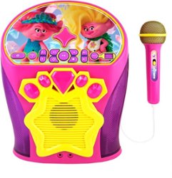 eKids - DreamWorks Trolls Bluetooth Karaoke with Sing-Along Microphone and EZ Link Technology - Pink - Front_Zoom