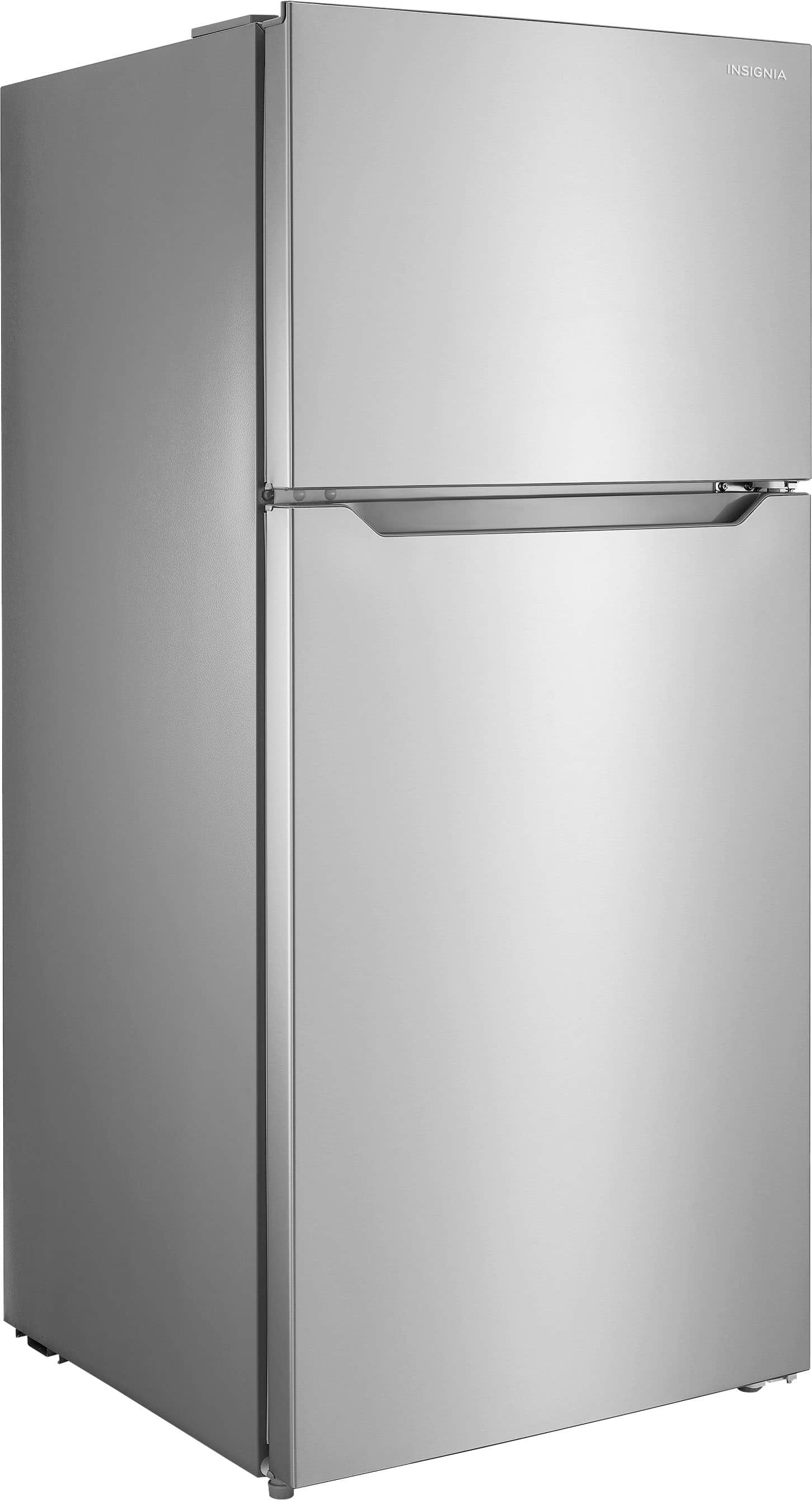 Alt View 3. Insignia™ - 14.2 Cu. Ft. Top-Freezer Refrigerator with ENERGY STAR Certification - Stainless Steel.