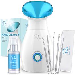 Pure Daily Care - Nano Ionic Facial Steamer with 5 Piece Skin Kit and Hyaluronic Serum - Teal