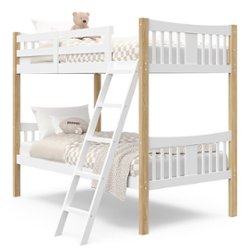 Storkcraft - Caribou Solid Hardwood Twin Bunk Bed - White/Natural - Front_Zoom