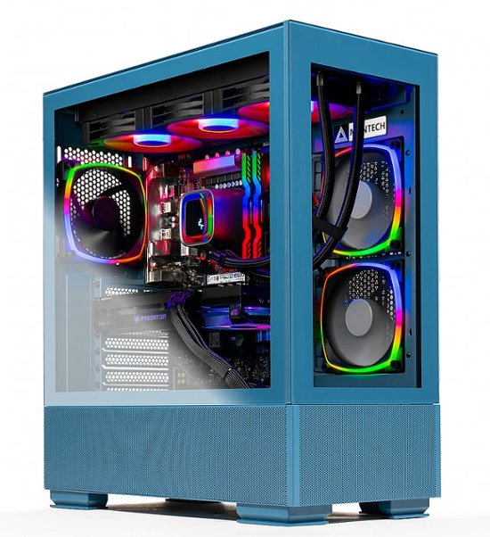 Front Zoom. Skytech Gaming - AZURE 2 Gaming Desktop PC – AMD Ryzen 7 7800X3D – 32GB Memory – NVIDIA RTX 4070 Ti – 1TB NVMe SSD - Blue.