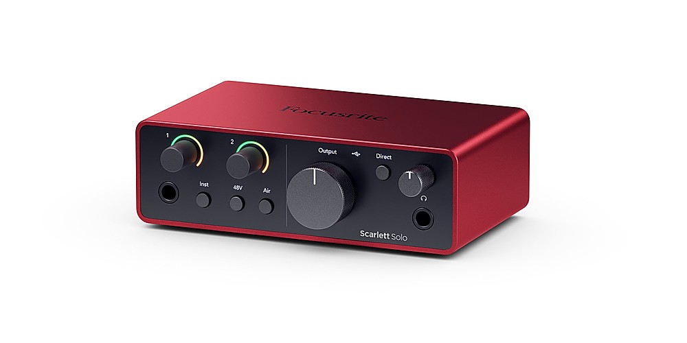 Left View: Focusrite - Scarlett Solo 4th Generation Audio Interface - Red