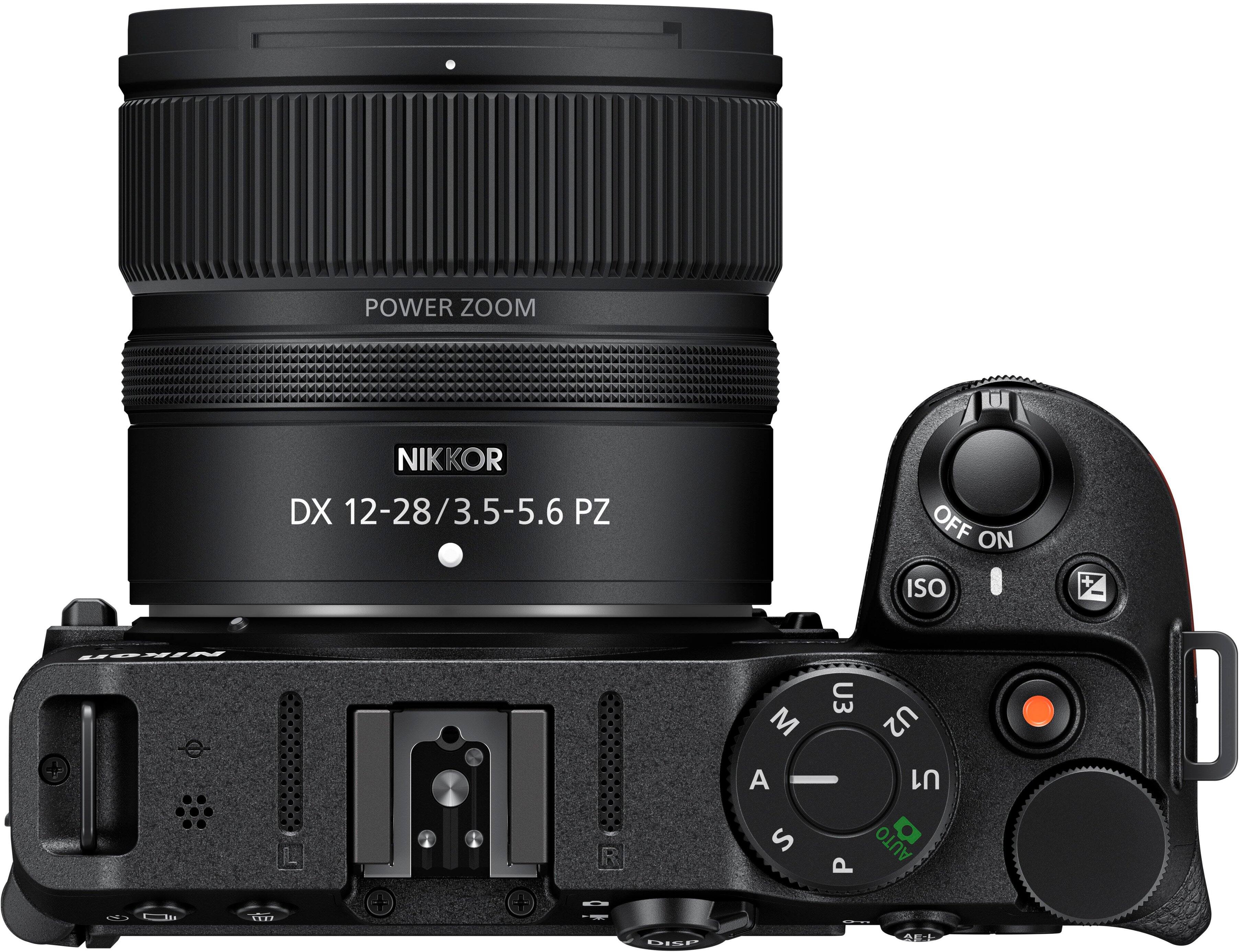Top. Nikon - Z 30 4K Mirrorless Camera w/ NIKKOR Z DX 12-28mm f/3.5-5.6 PZ VR Lens - Black.