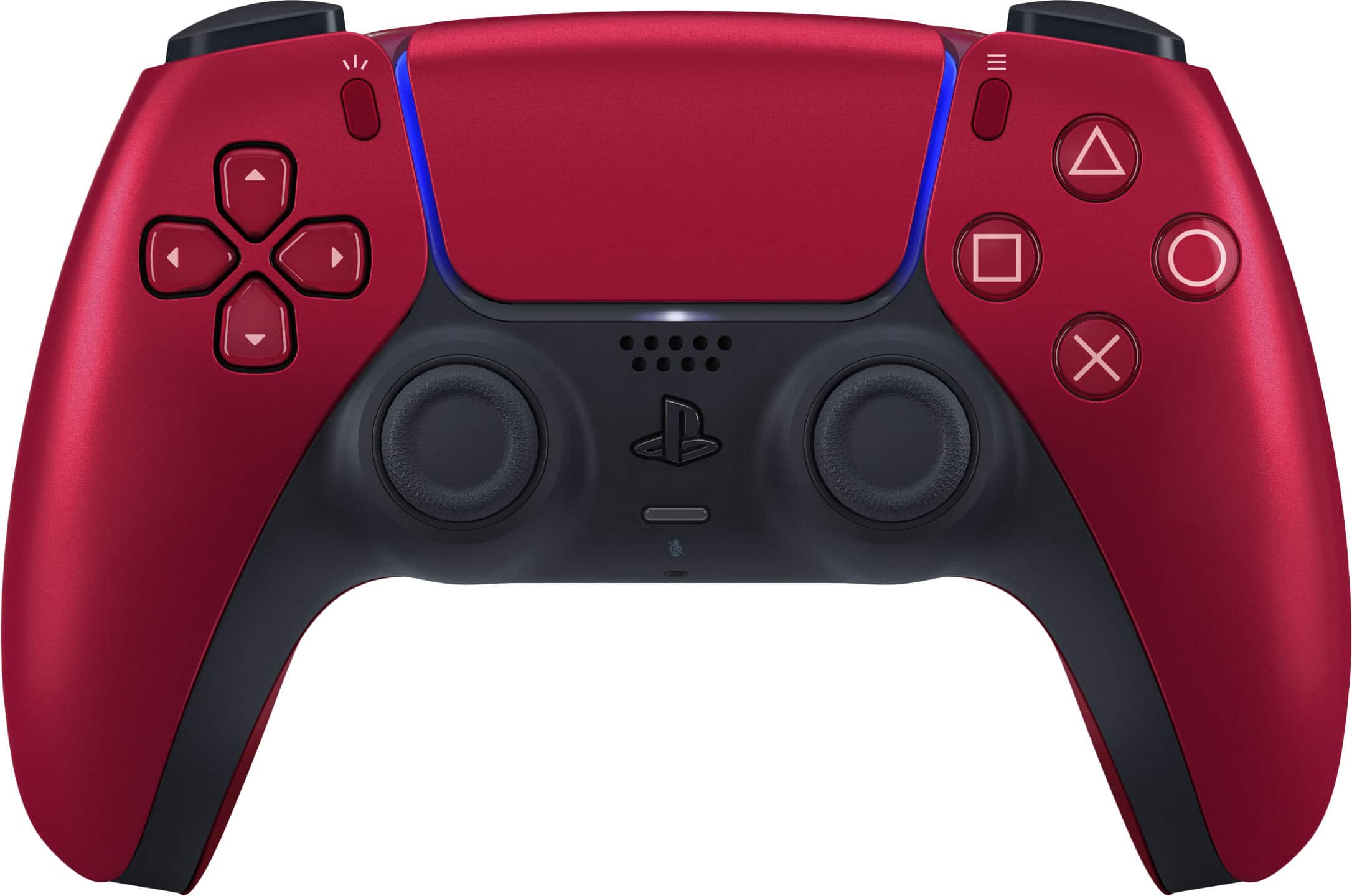 Front. Sony - PlayStation 5 - DualSense Wireless Controller - Volcanic Red.