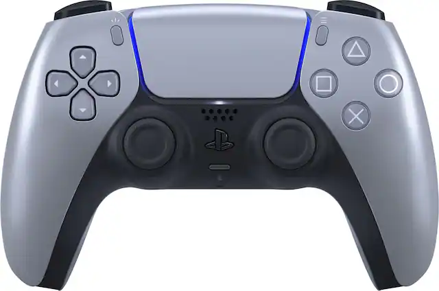 Front. Sony - PlayStation 5 - DualSense Wireless Controller - Sterling Silver.