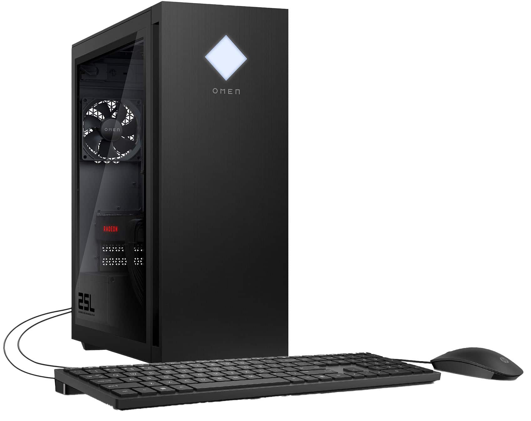HP OMEN - 25L Gaming Desktop - AMD Ryzen 5 5600G - 16GB Memory - AMD Radeon RX 7600 - 1TB SSD - Shadow Black - Front_Zoom
