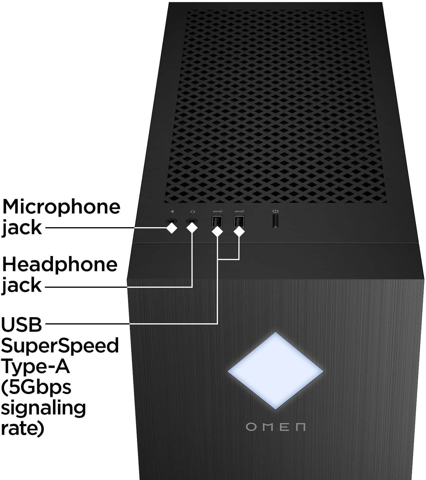 Alt View 2. HP OMEN - 25L Gaming Desktop - AMD Ryzen 5 5600G - 16GB Memory - AMD Radeon RX 7600 - 1TB SSD - Shadow Black.