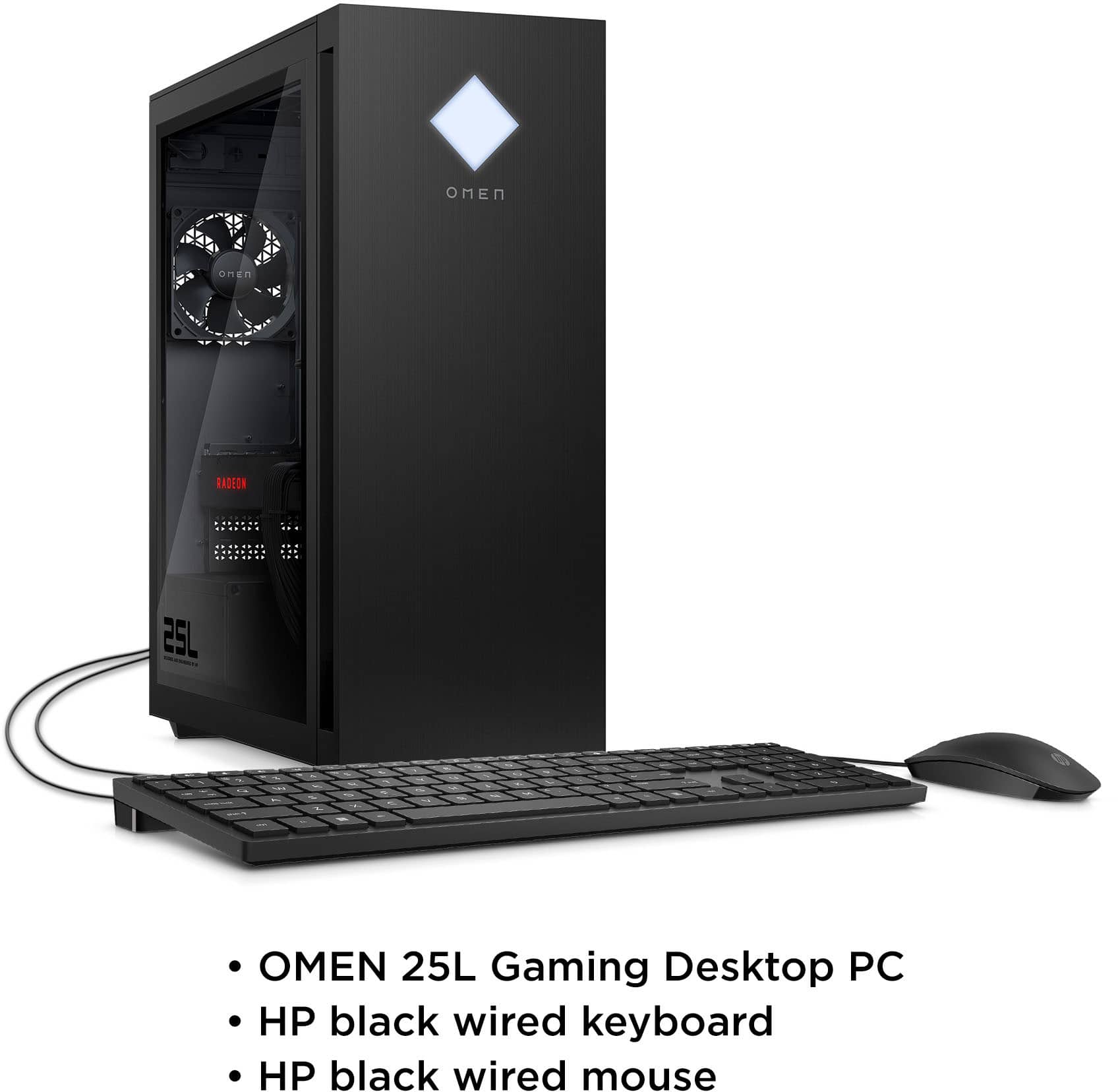 Alt View 4. HP OMEN - 25L Gaming Desktop - AMD Ryzen 5 5600G - 16GB Memory - AMD Radeon RX 7600 - 1TB SSD - Shadow Black.