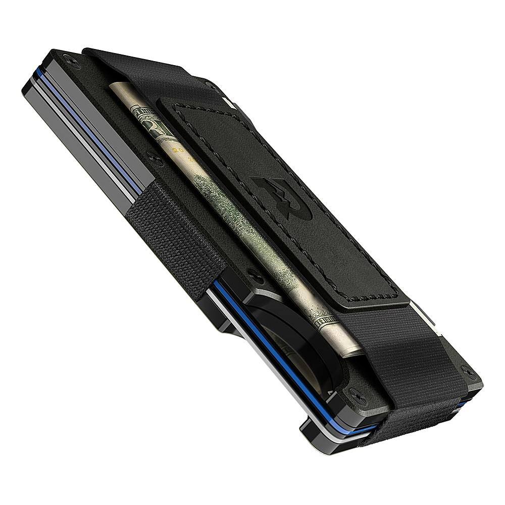 Angle. The Ridge Wallet - Leather Cash Strap - Midnight Leather.