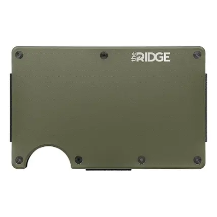 The Ridge Wallet - Aluminum: Cash Strap - Matte Olive