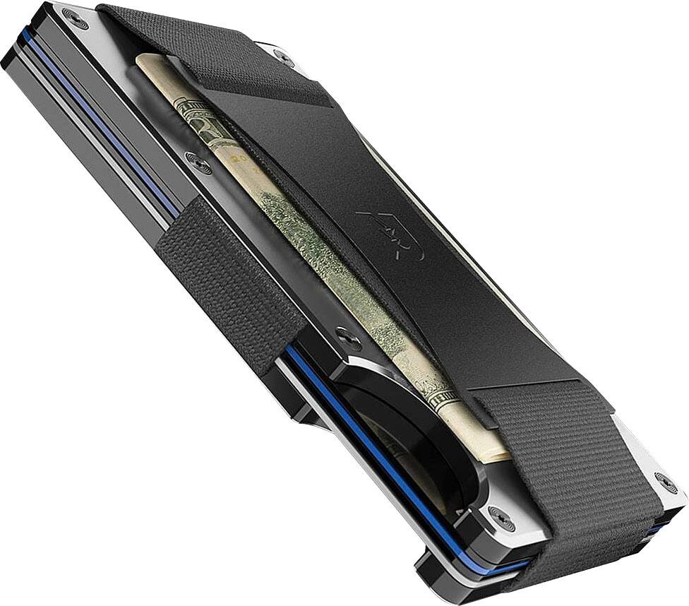 Angle. The Ridge Wallet - The Ridge Wallet - Aluminum: Cash Strap - Gunmetal.