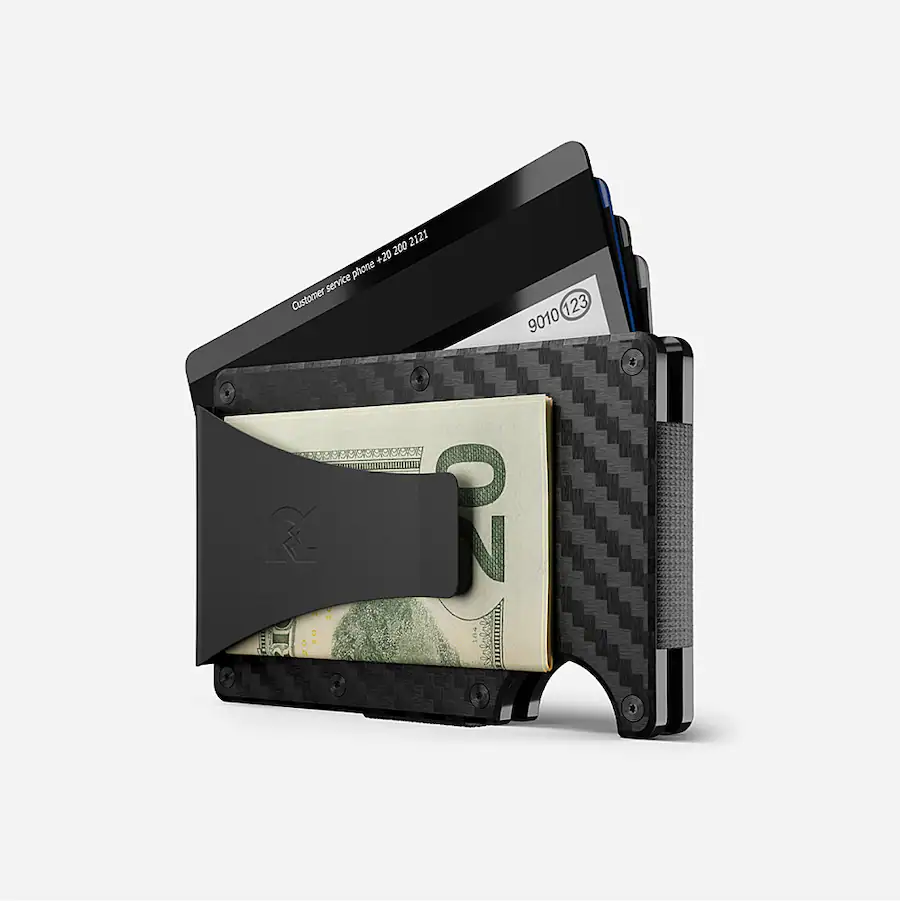 IPick Ford Mustang GT Carbon Fiber Wallet – RFID Blocking, Money Clip, ID Window, 4.25x2.75 Inches