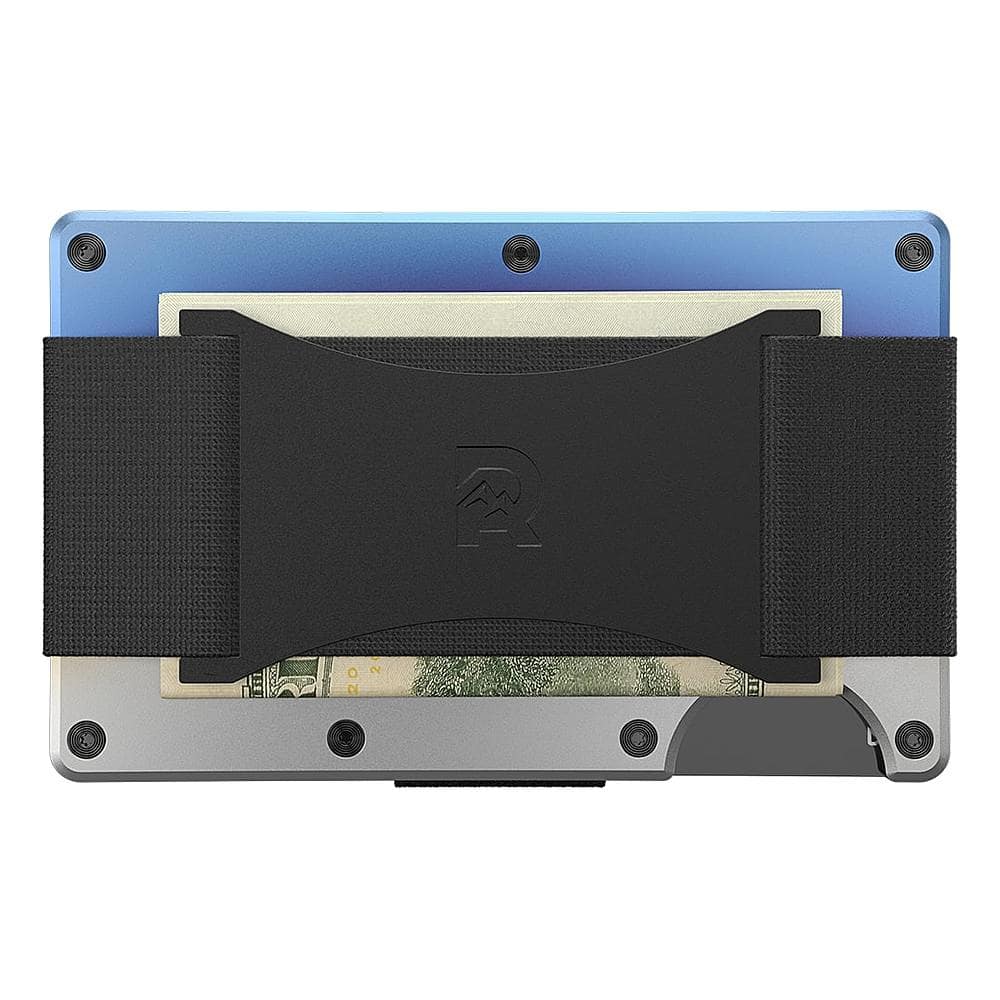 Angle. The Ridge Wallet - The Ridge Wallet - Titanium Cash Strap - Burnt.