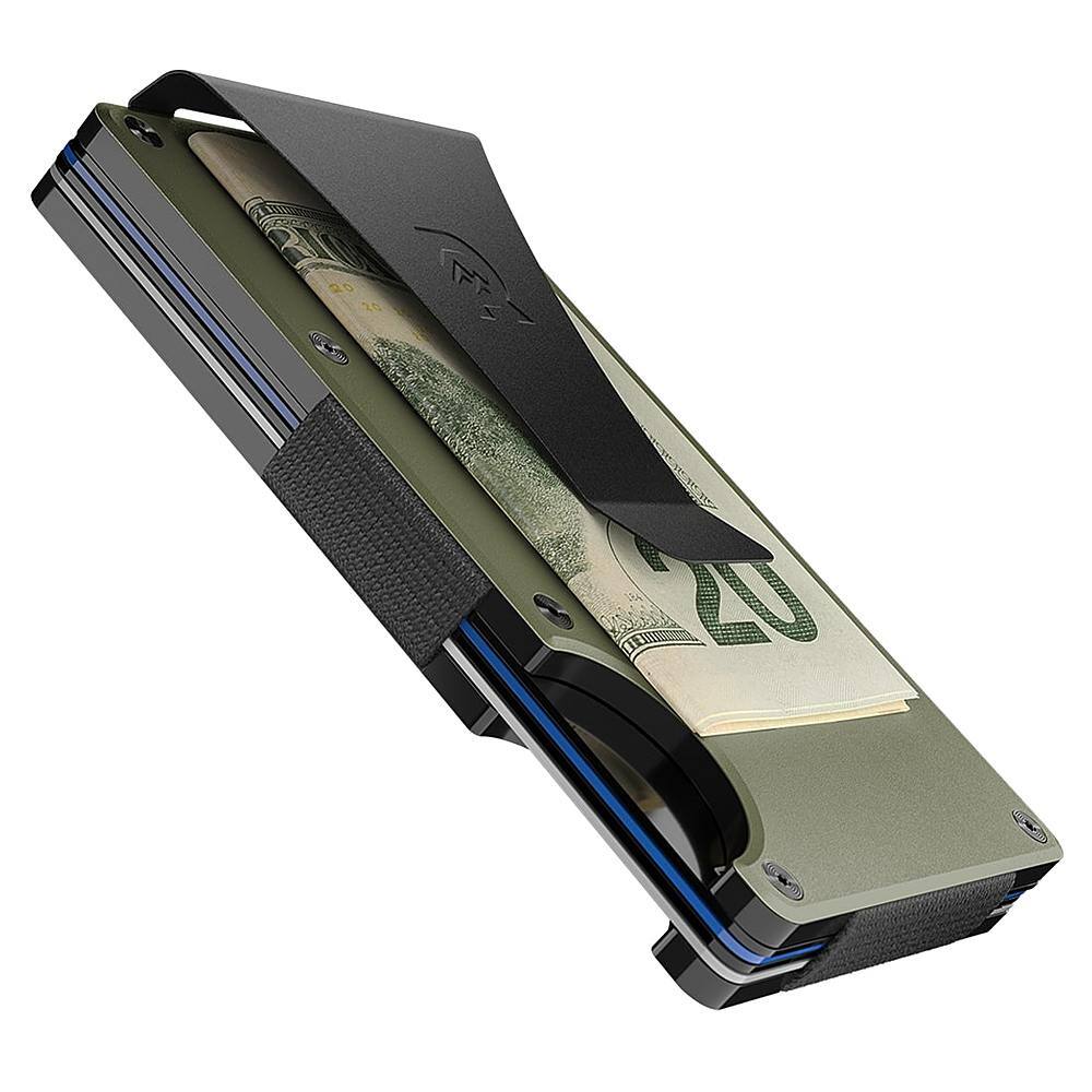 Angle. The Ridge Wallet - The Ridge Wallet - Aluminum: Money Clip - Matte Olive.