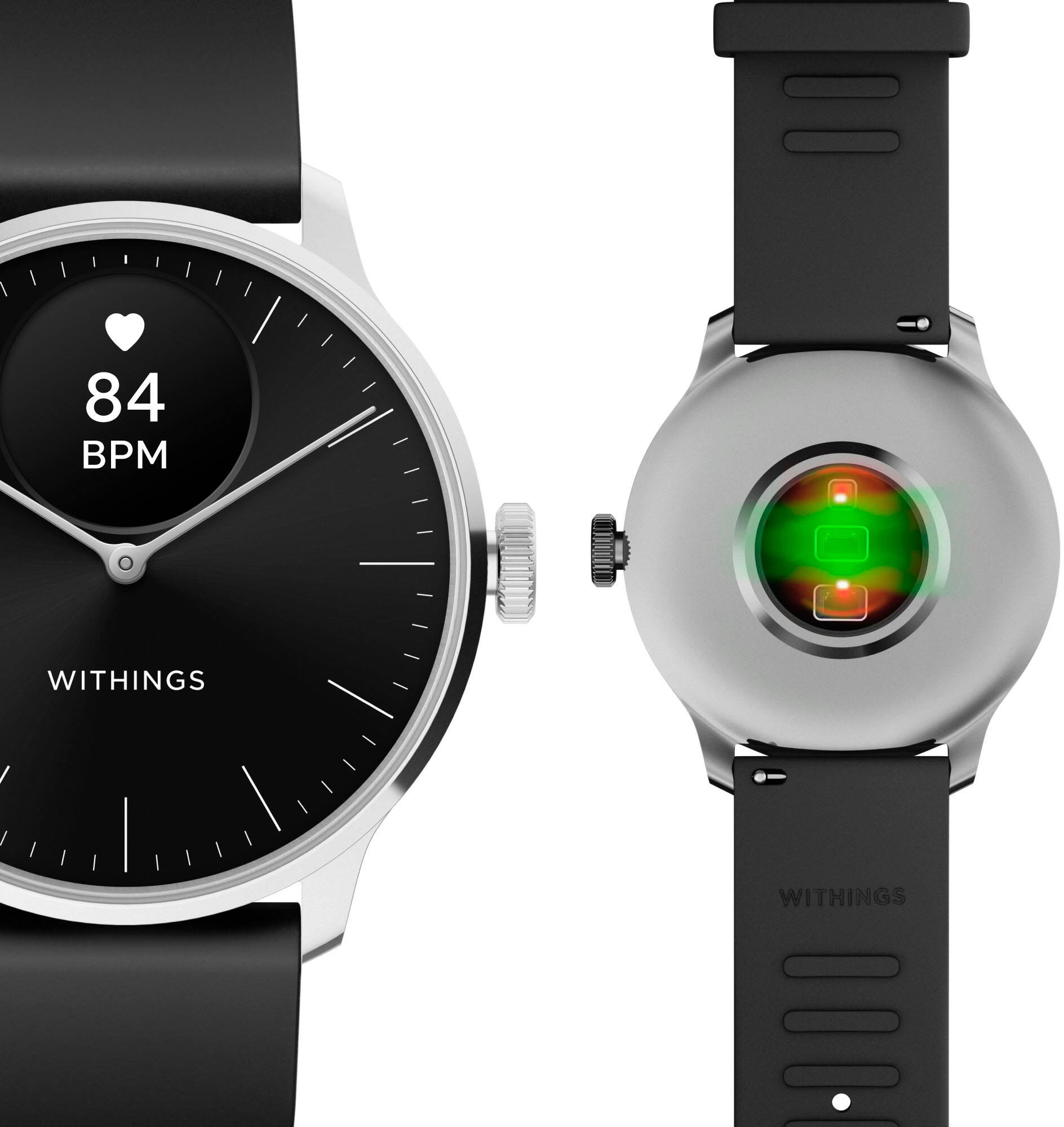 Back. Withings - ScanWatch Light -  Daily Health Hybrid Smartwatch - 37mm - Black/Silver.