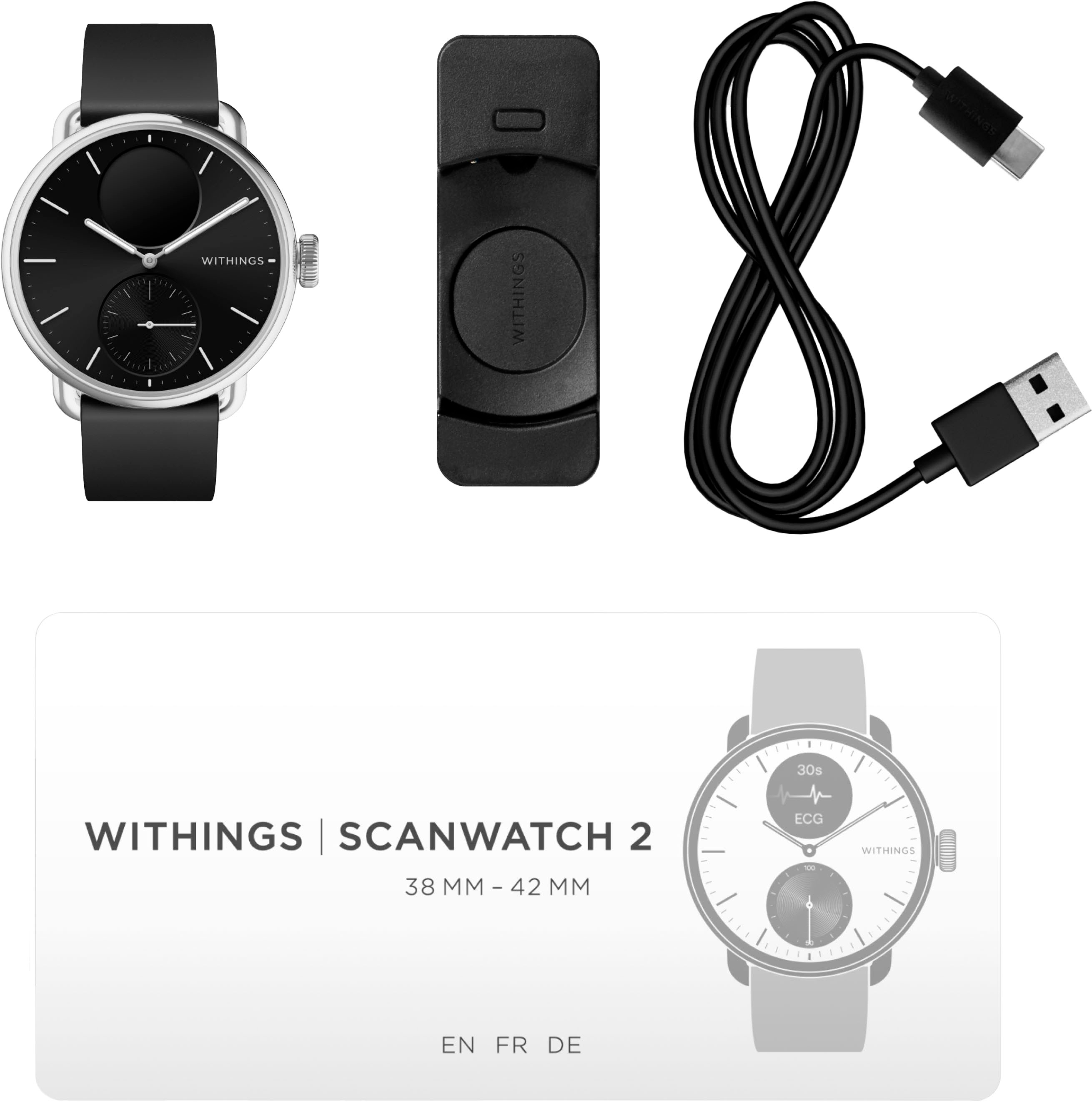 Withings ScanWatch 2 Heart Health Hybrid Smartwatch 38mm Black