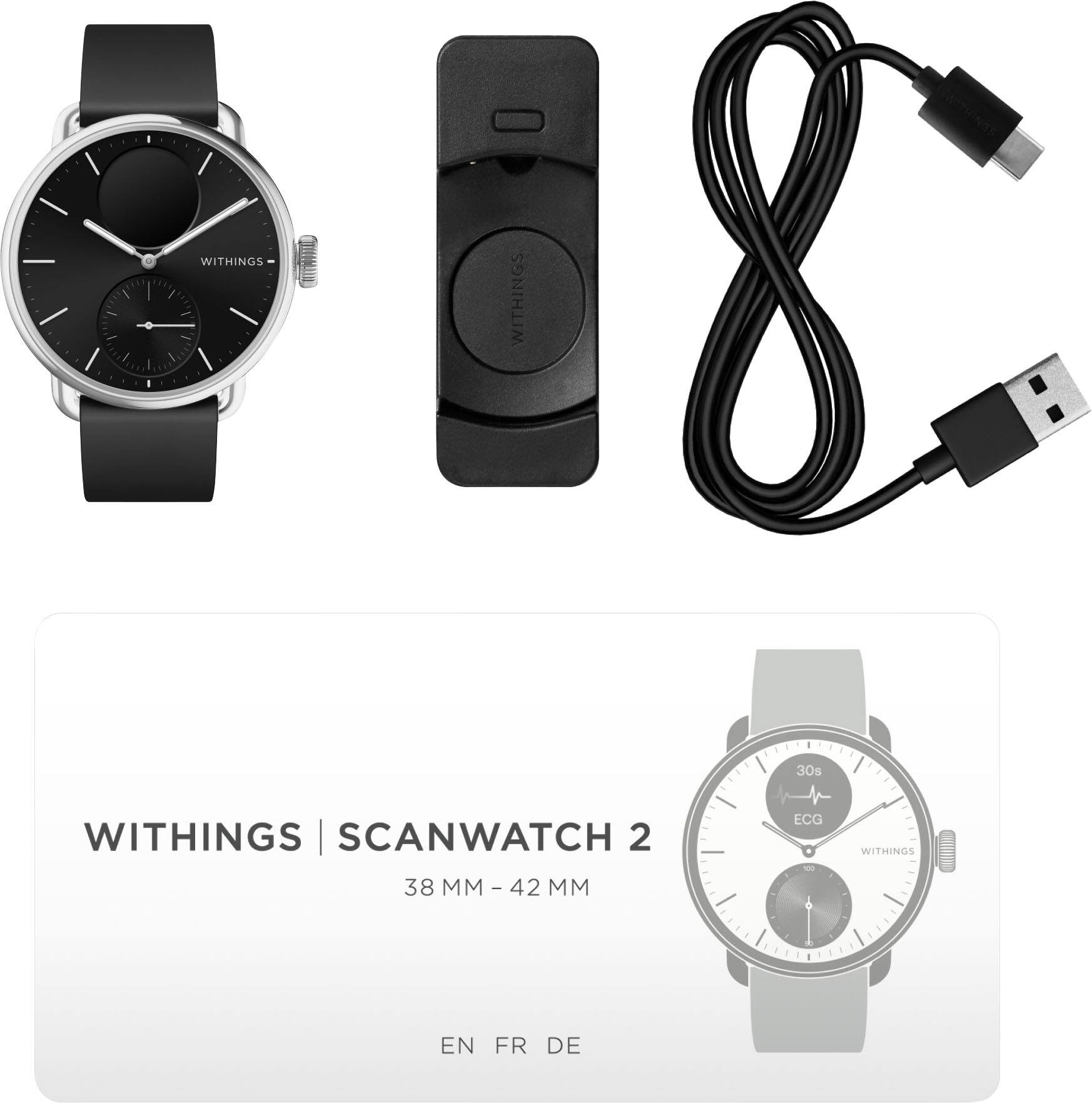 Alt View 3. Withings - ScanWatch 2 - Heart Health Hybrid Smartwatch - 38mm - Black/Silver.