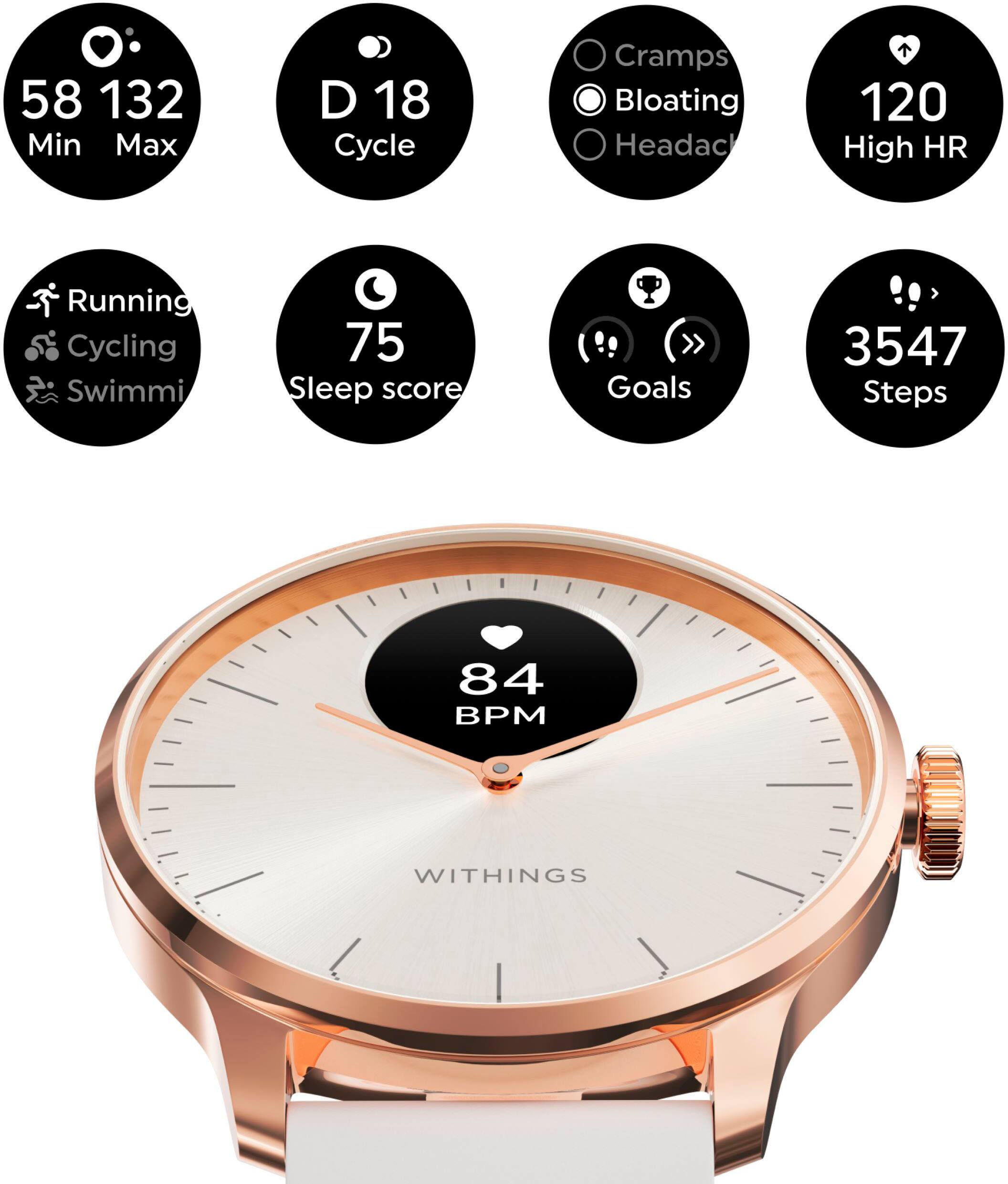 Back. Withings - ScanWatch Light -  Daily Health Hybrid Smartwatch - 37mm - Sand/Rose Gold.
