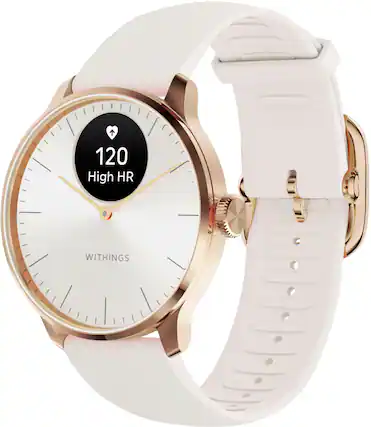 Front. Withings - ScanWatch Light - Daily Health Hybrid Smartwatch - 37mm - Sand/Rose Gold.