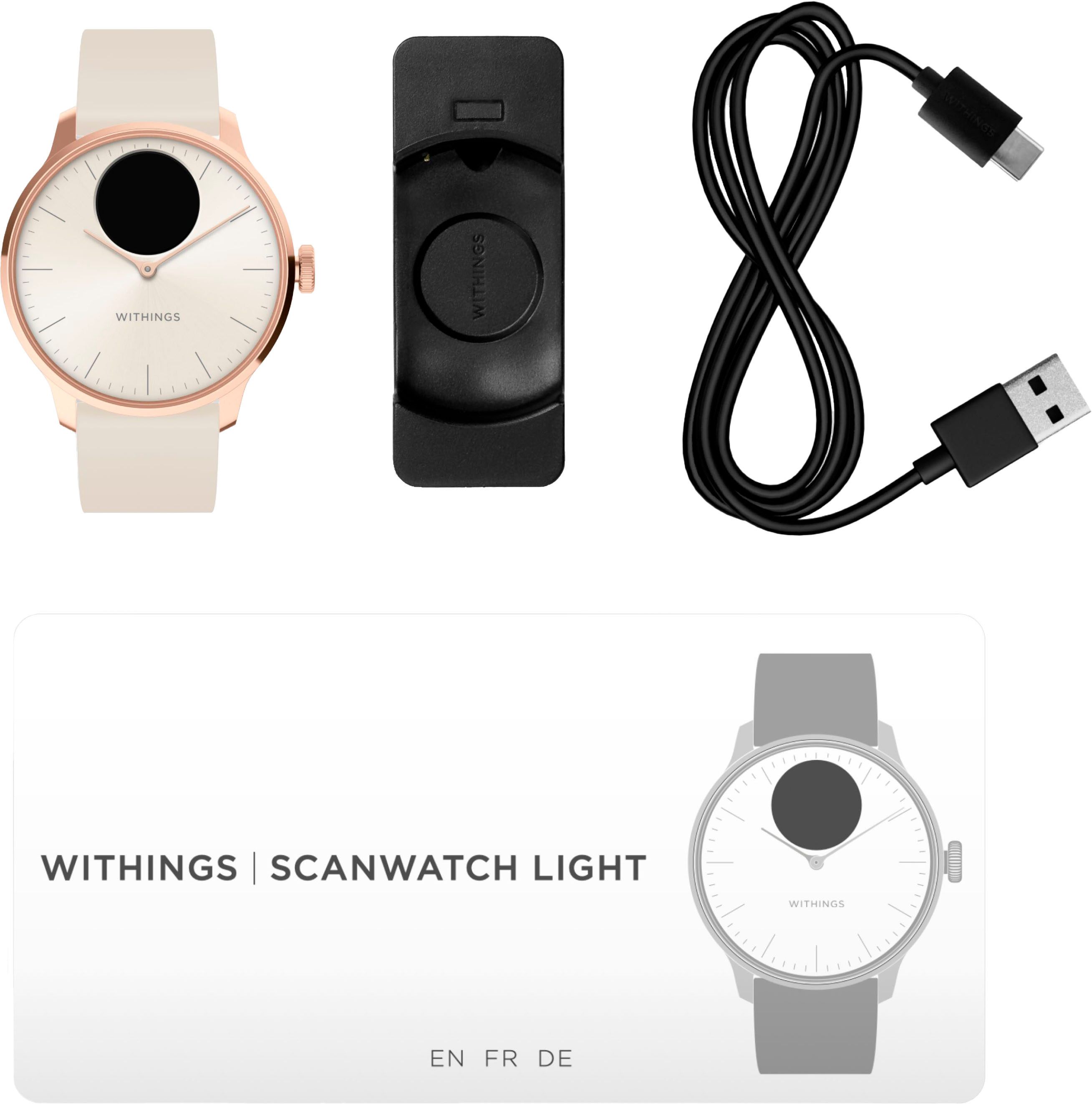 Withings HWA01-All-Inter Montre connectée Femme, Or Rose, Medium