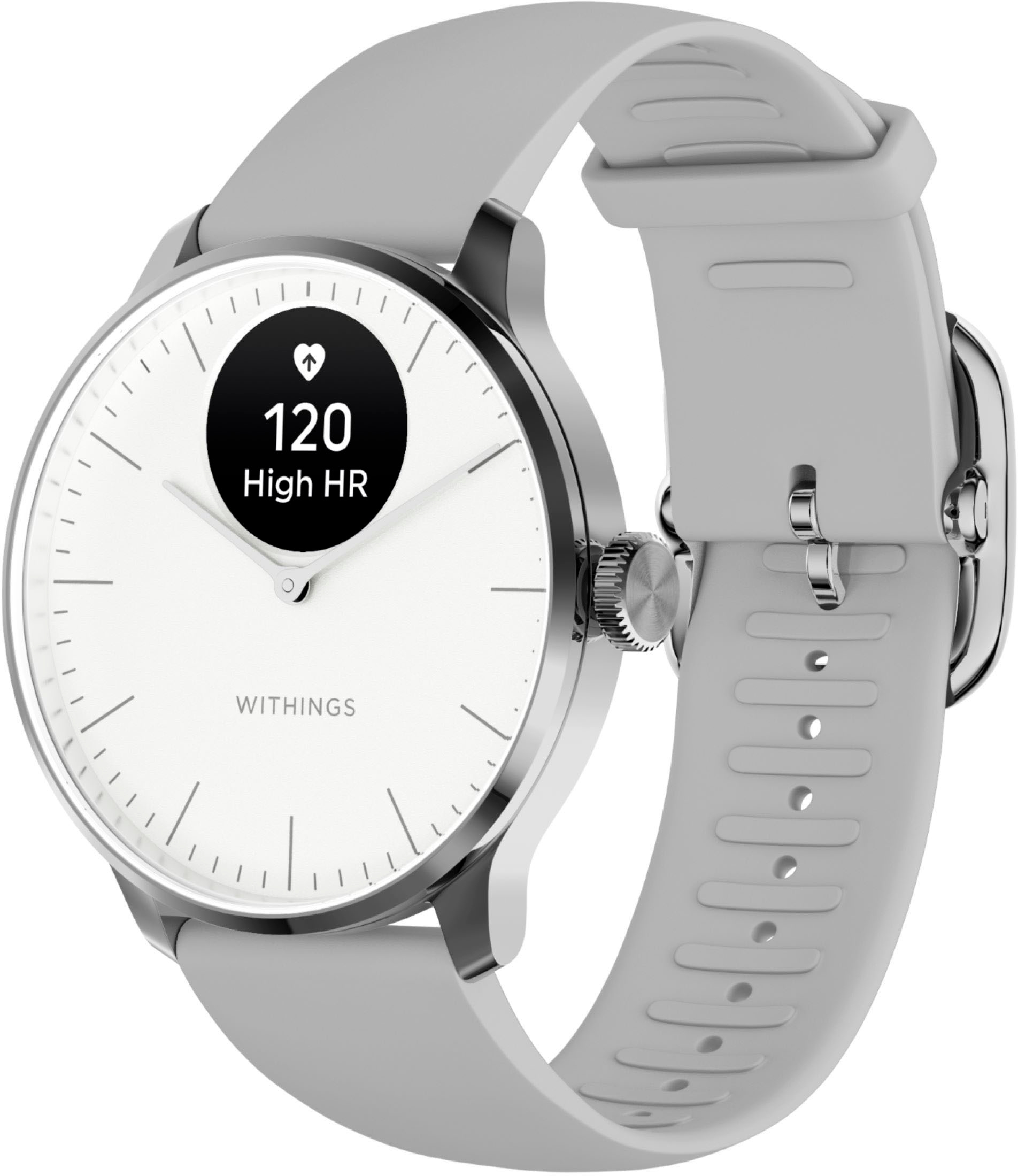 Withings - ScanWatch Light - Daily Health Hybrid Smartwatch - 37mm - White/Silver