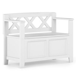 Simpli Home - Amherst Small Entryway Storage Bench - White - Front_Zoom