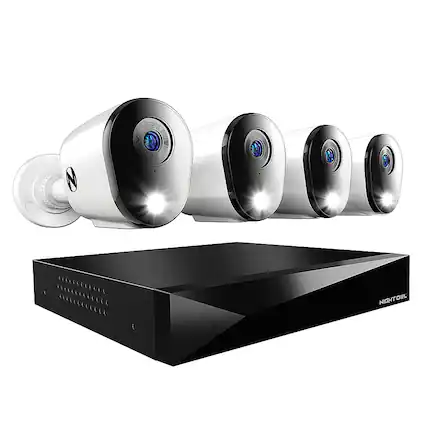Front. Night Owl - 12 Channel 4 Camera Indoor/Outdoor Wired 2K 2TB DVR Security System with 2-way Audio - White.