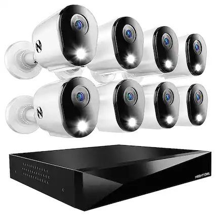Front. Night Owl - 12 Channel 8 Camera Indoor/Outdoor Wired 2K 2TB DVR Security System with 2-way Audio - White.