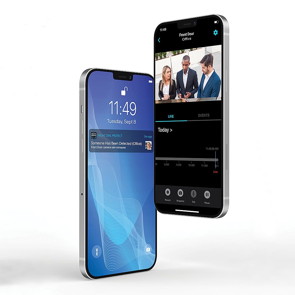 Alt View 15. Night Owl - 12 Channel 8 Camera Indoor/Outdoor Wired 2K 2TB DVR Security System with 2-way Audio - White.