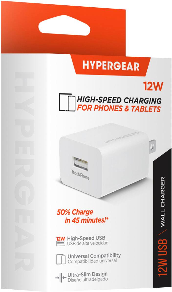 Alt View 11. HyperGear - High Speed 12W USB Wall Charger for iPhones & Tablets - White.