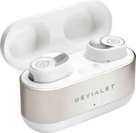 Front. Devialet - Gemini II Wireless Earbuds - Iconic White.