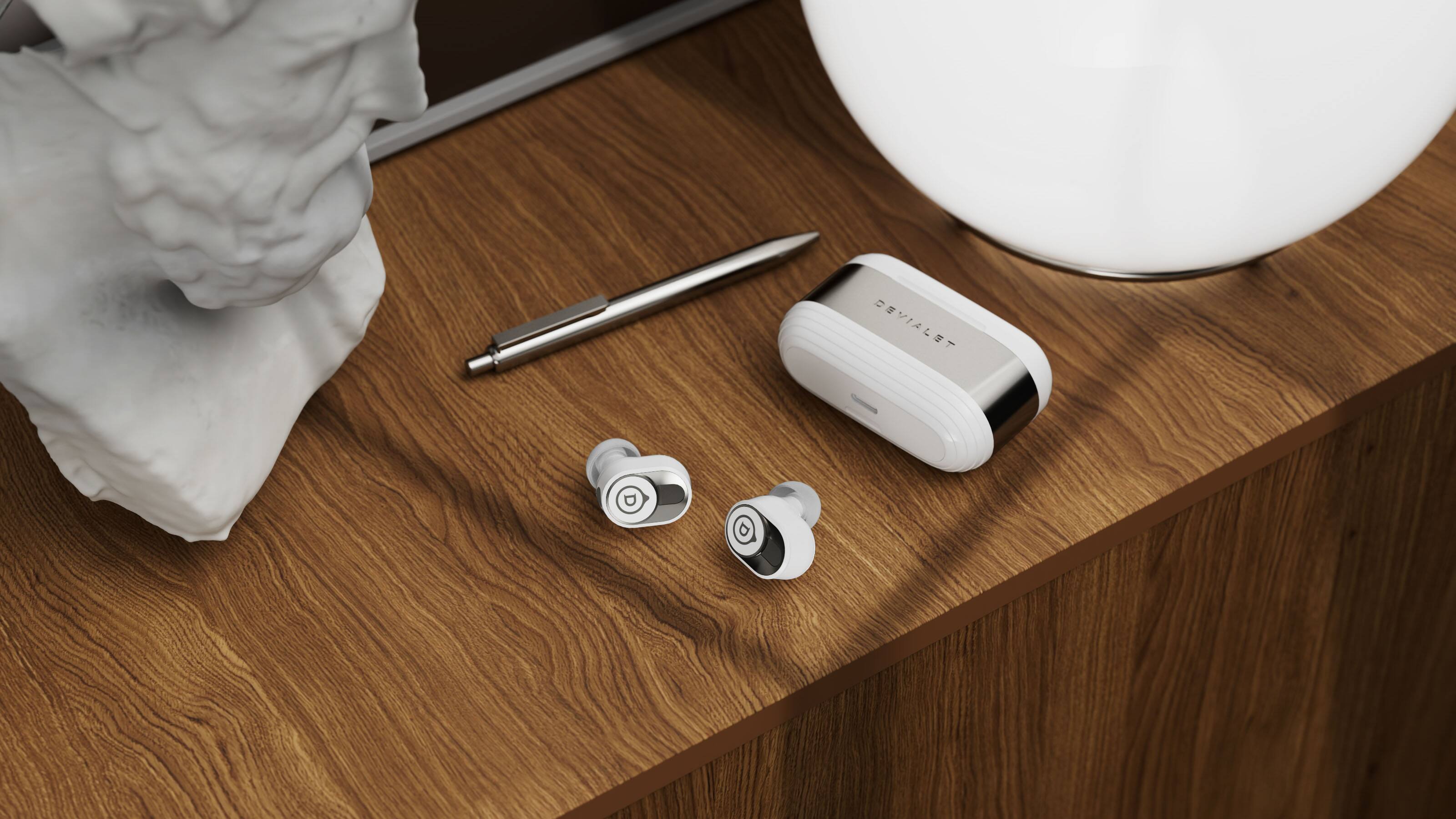 Alt View 19. Devialet - Gemini II Wireless Earbuds - Iconic White.