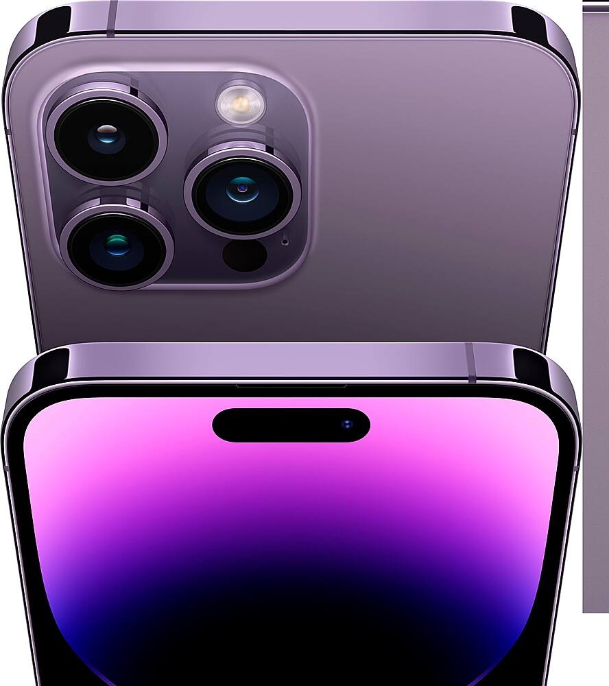 Left. Apple - Pre-Owned iPhone 14 Pro Max 5G 128GB (Unlocked) - Deep Purple.