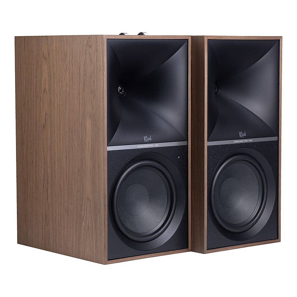 Left View: Klipsch - The Nines 8" Powered Speakers (Pair) - Walnut