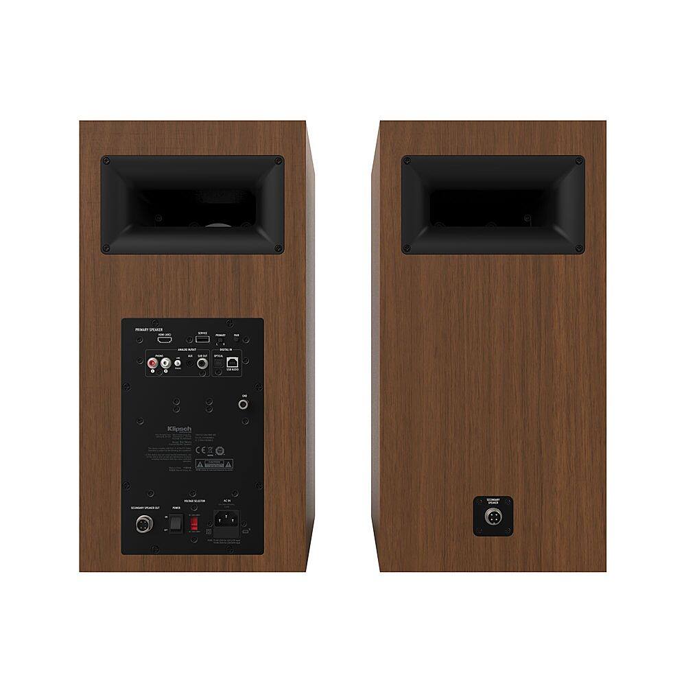 Back View: Klipsch - The Nines 8" Powered Speakers (Pair) - Walnut