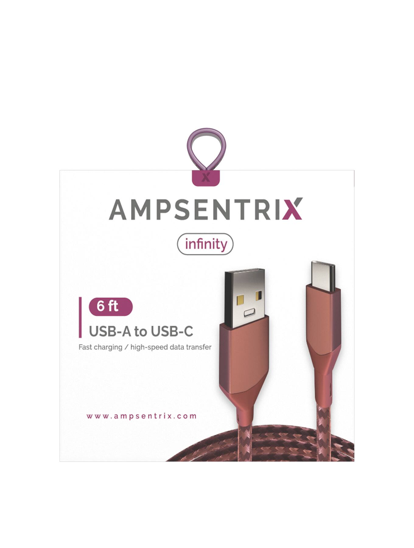 X AMPSENTRIX infinity 6 ft USB-A to USB-C Fast charging / high-speed / data transfer www.ampsentrix.com