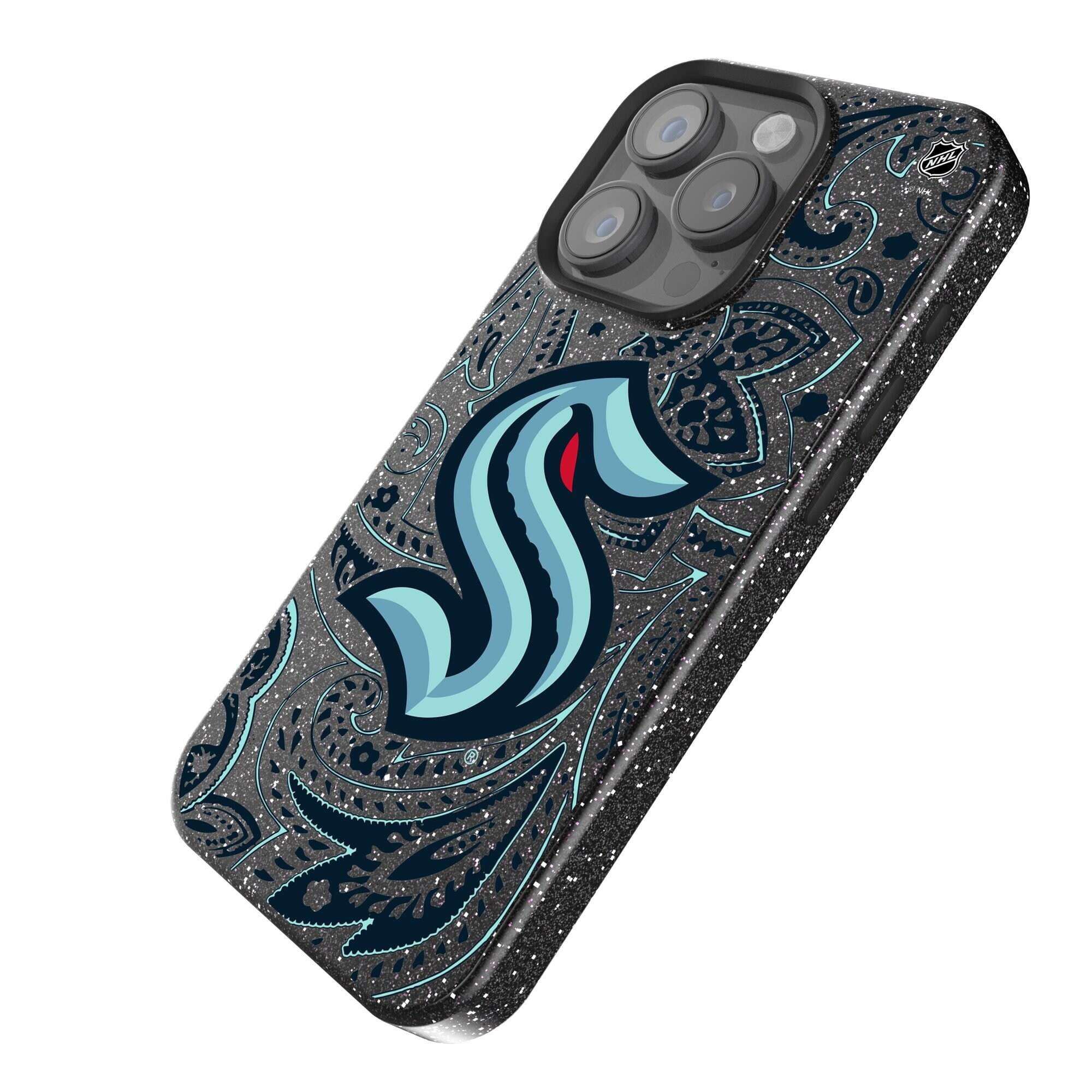 Alt View 1. Keyscaper - Black Seattle Kraken Paisley Bling iPhone Case - 16 - Black.