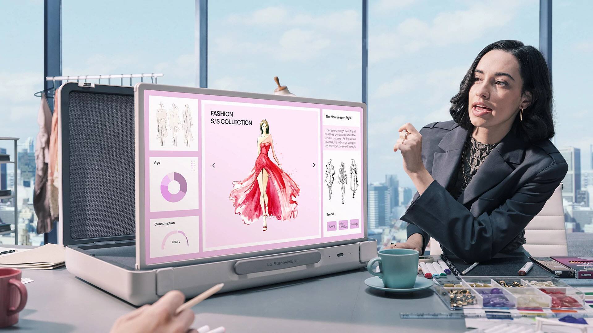 Alt View 36. LG - StanbyME Go 27” Class LED Full HD Smart webOS Touch Screen with Briefcase Design - Beige.