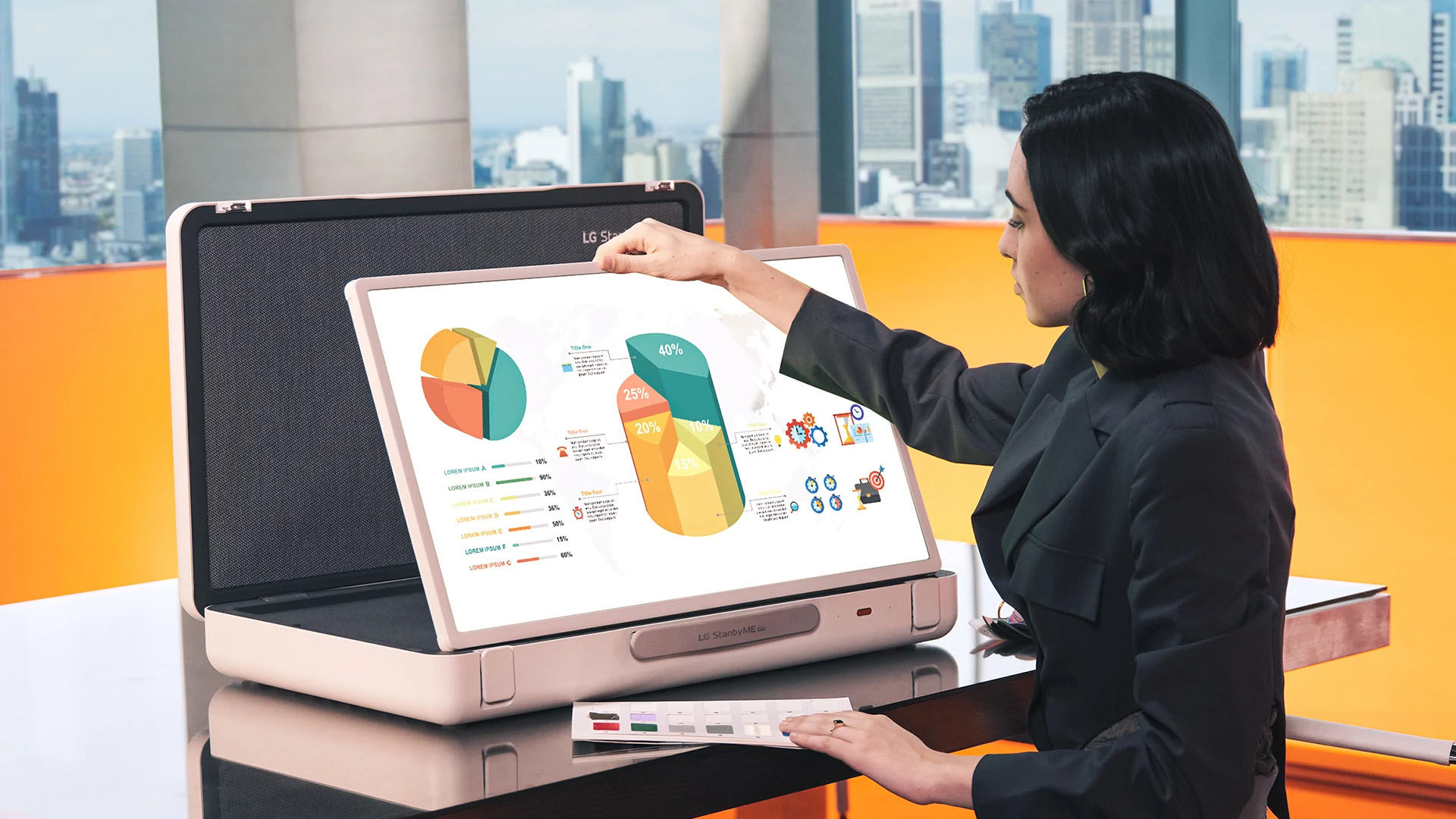 Alt View 38. LG - StanbyME Go 27” Class LED Full HD Smart webOS Touch Screen with Briefcase Design - Beige.