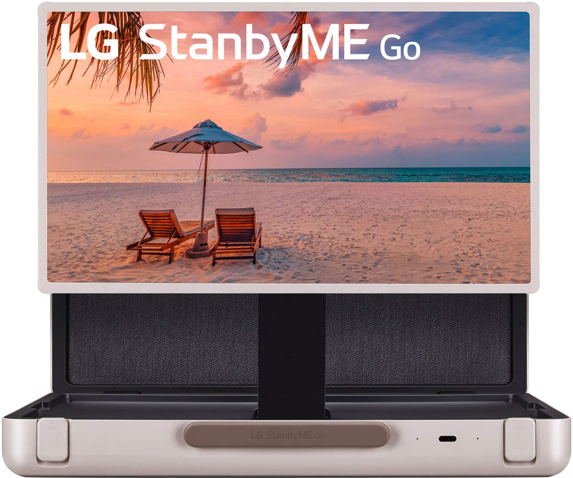 Left. LG - StanbyME Go 27” Class LED Full HD Smart webOS Touch Screen with Briefcase Design - Beige.