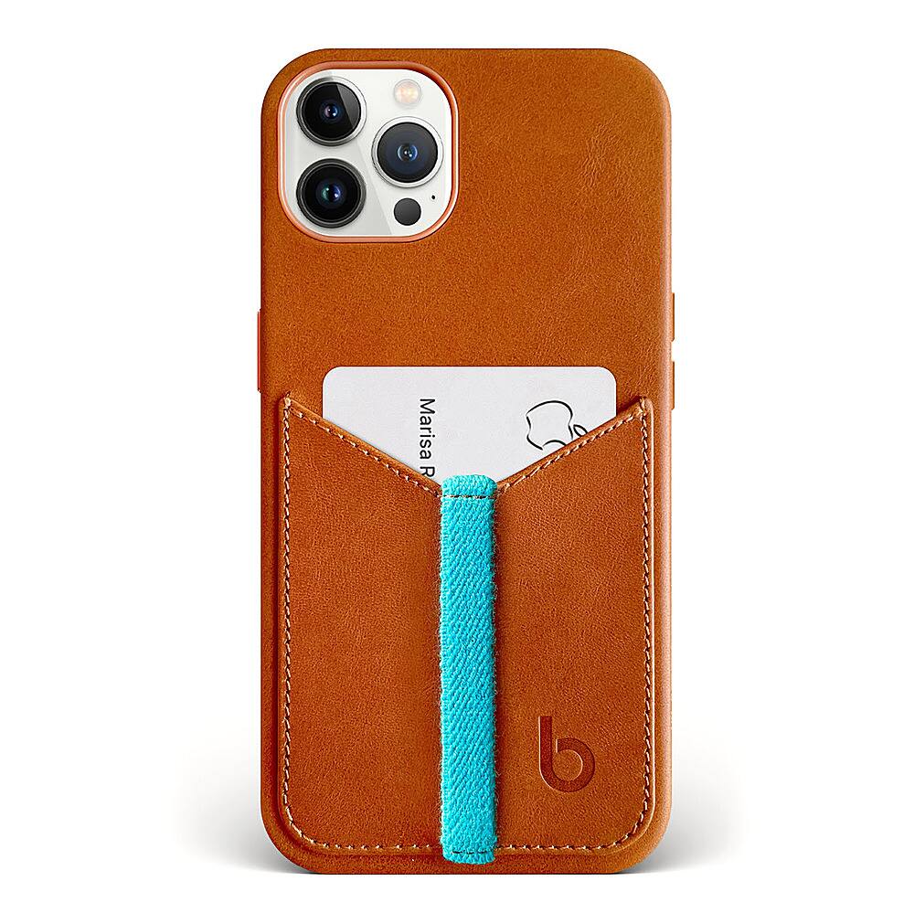 Bluebonnet - iPhone 13 Pro Wallet Case Folio, Calfskin Leather, Magsafe Compatible, Wireless Charging, Designed for Organization - Saddle Tan