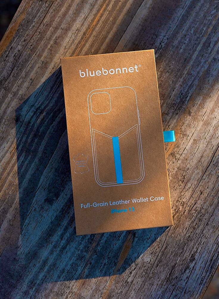 Alt View 2. Bluebonnet - Leather Wallet Case for Apple iPhone 13 Pro - Saddle Tan.