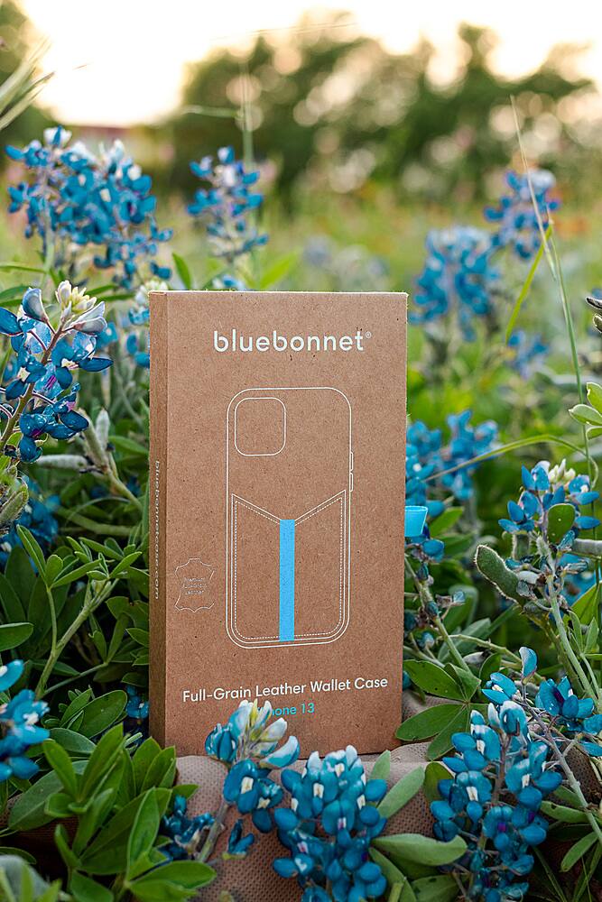 Alt View 3. Bluebonnet - Leather Wallet Case for Apple iPhone 13 Pro - Saddle Tan.
