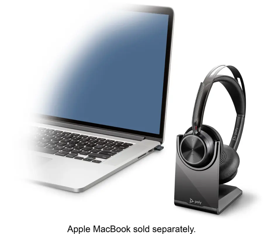 Alt View 13. Poly - Voyager Focus 2 Wireless Noise Cancelling On-Ear Headset with Charge Stand - Black.